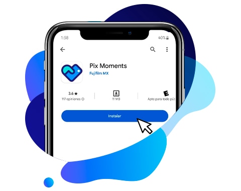 desde tu tienda google play haz la descarga de la app fuji pix moments 