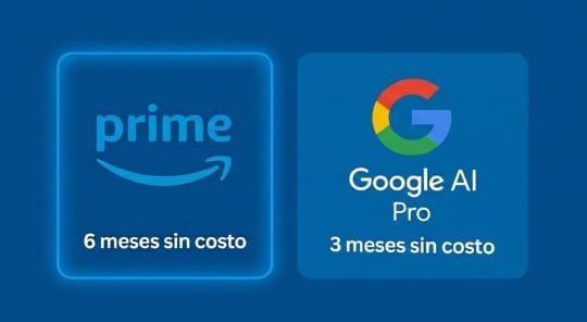 en esta navidad te consentimos contrata amazon prime y recibe 6 meses sin costo o google ai pro y obten 3 meses sin costo