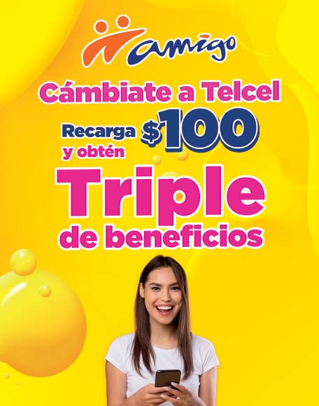 cambiate a telcel y disfruta de beneficios al triple en recargas de cien solo con telcel